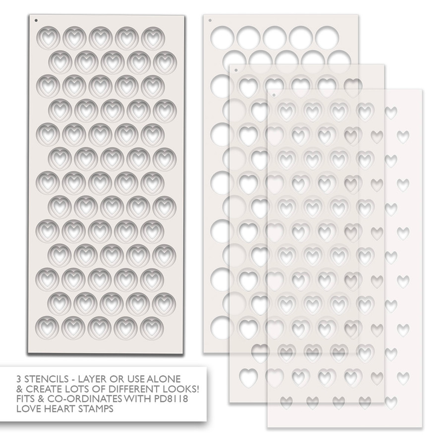 Hearts & Circles - 3 Layering Stencils Pack
