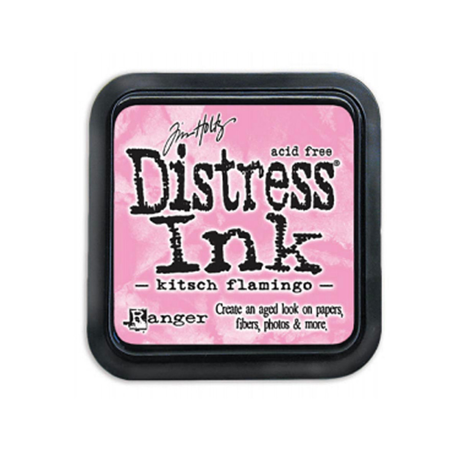Kitsch Flamingo Distress Inks are a collection of water based, fade resistant, dye inks formulated to create aged vintage effects on papers and other porous surfaces.

The innovative properties of Distress Ink are unlike any other inks since they react with water and maintain color integrity.

Available in a  3" x 3" raised felt ink pad.
