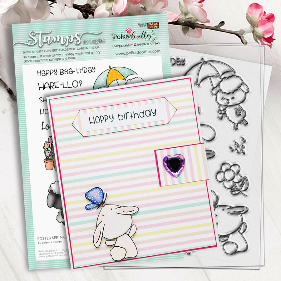 Spring Showers clear craft stamps bunny project