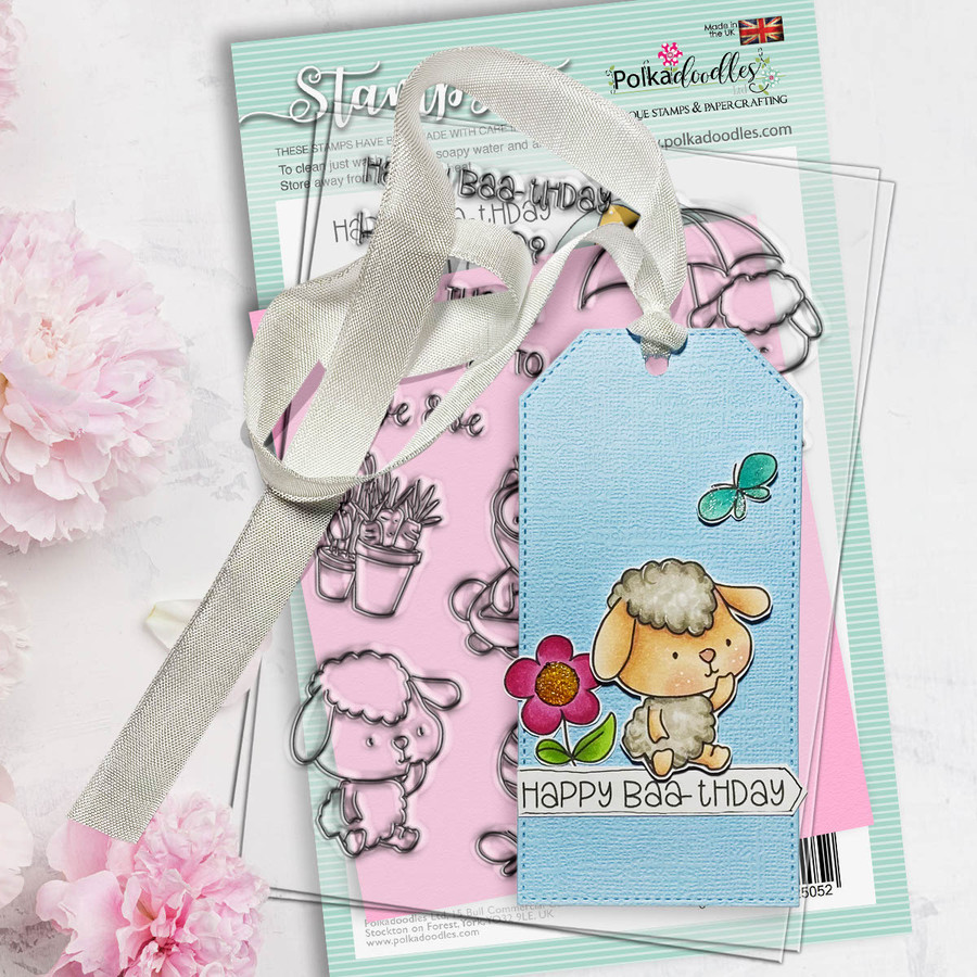 Spring Showers clear craft stamps lamb/sheep project