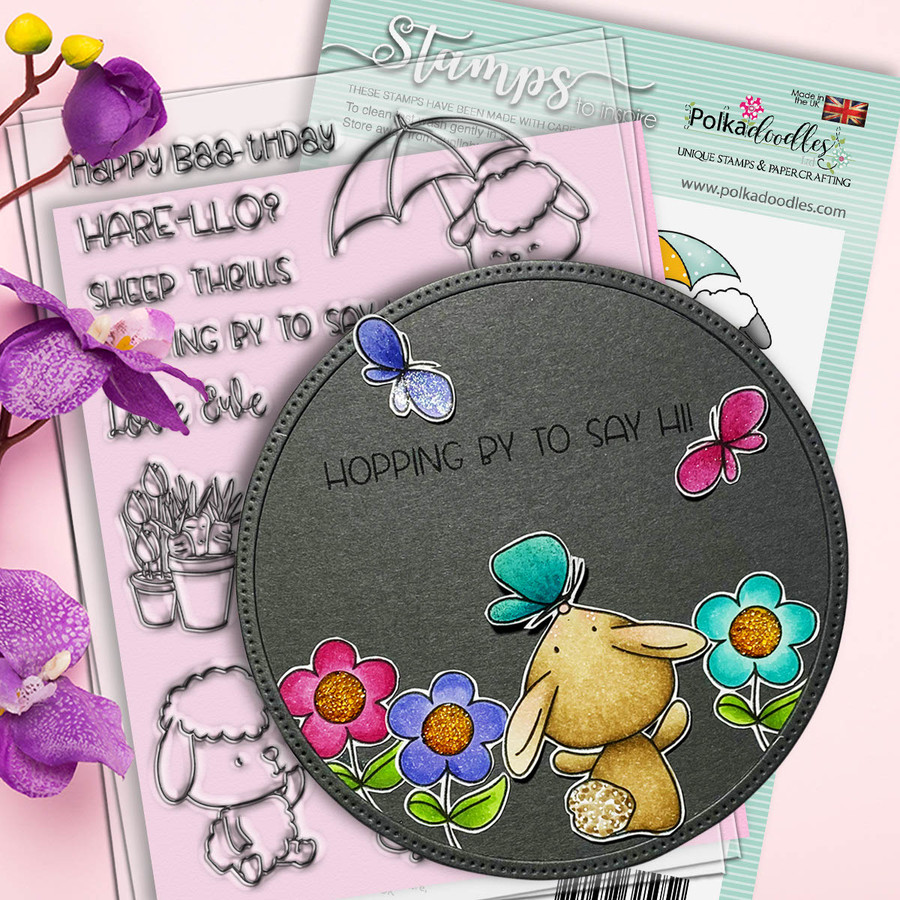 Spring Showers clear craft stamps bunny project