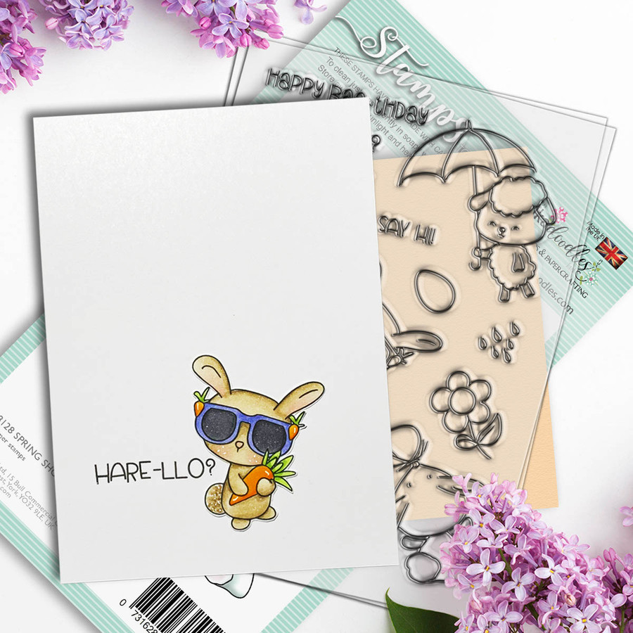 Spring Showers clear craft stamps bunny project