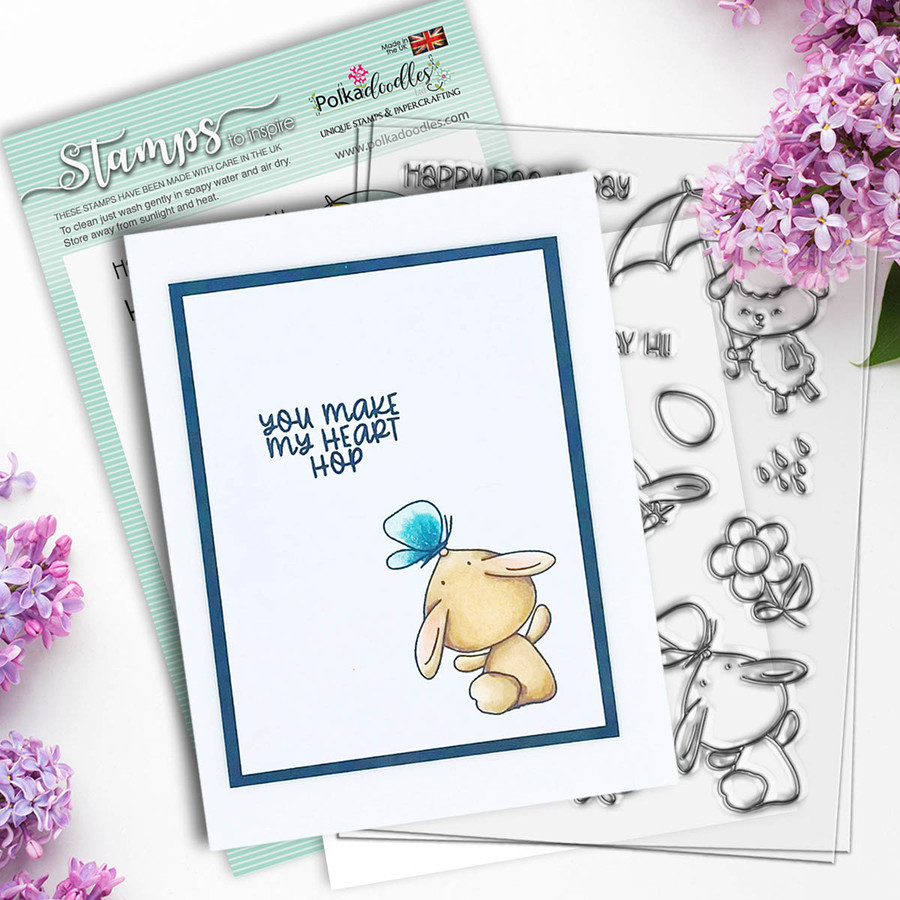 Spring Showers clear craft stamps bunny project