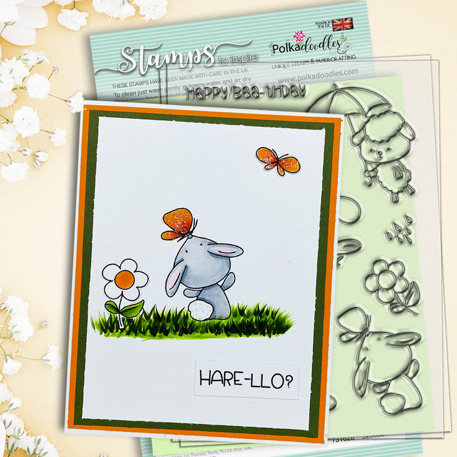 Spring Showers clear craft stamps bunny project