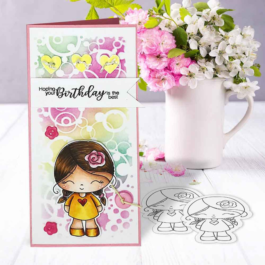 Honeypie Bundle - light skin/hair 8 precoloured digital stamp printable downloads with free SVG /DXF files included