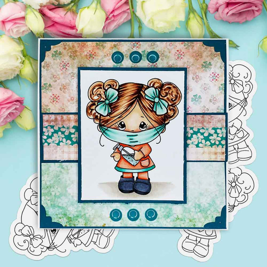 Honeypie Bundle - light skin/hair 8 precoloured digital stamp printable downloads with free SVG /DXF files included