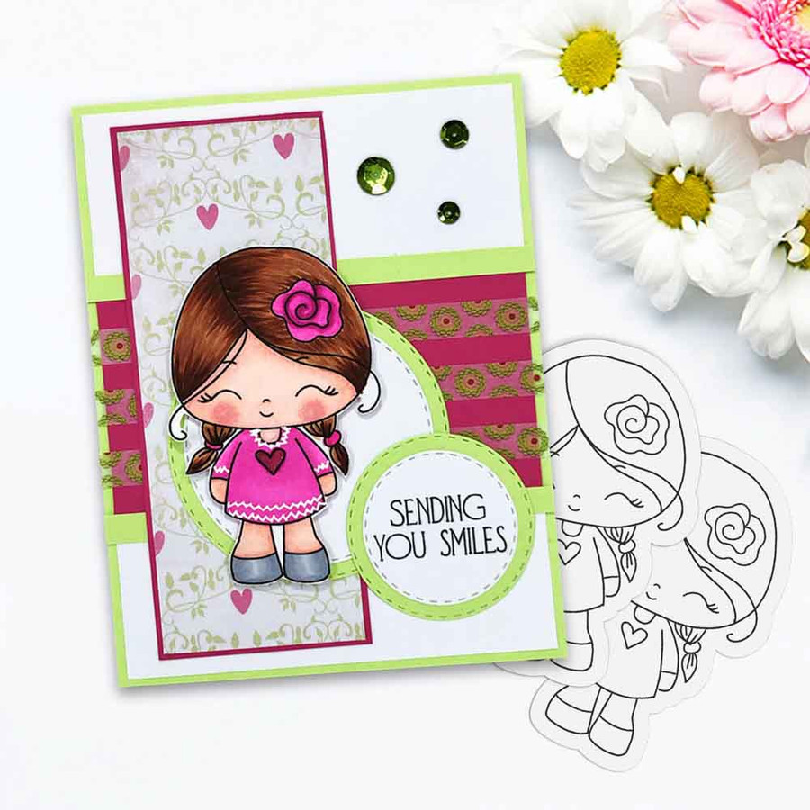 Honeypie Bundle - deep skin/hair 8 precoloured digital stamp printable downloads with free SVG /DXF files included