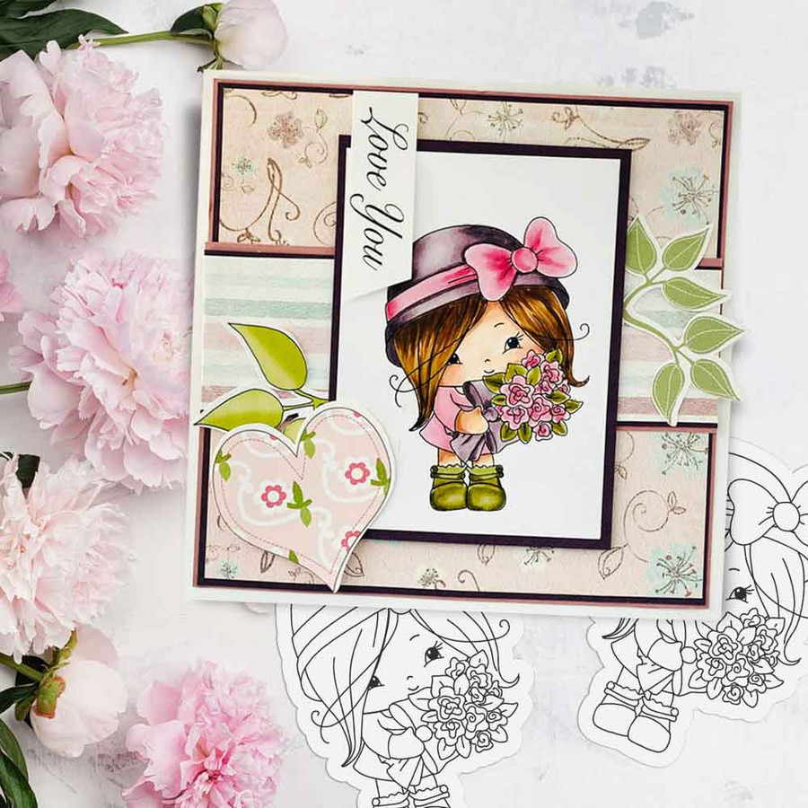 Honeypie Bundle - deep skin/hair 8 precoloured digital stamp printable downloads with free SVG /DXF files included