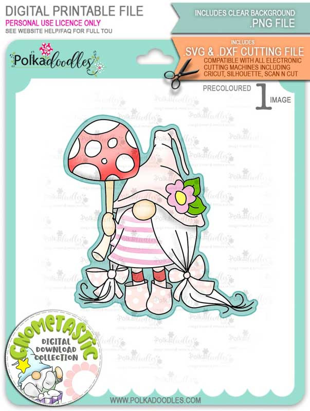 Gnometastic Just in Case - light skin PRECOLOURED digital stamp printable download with free SVG /DXF file included