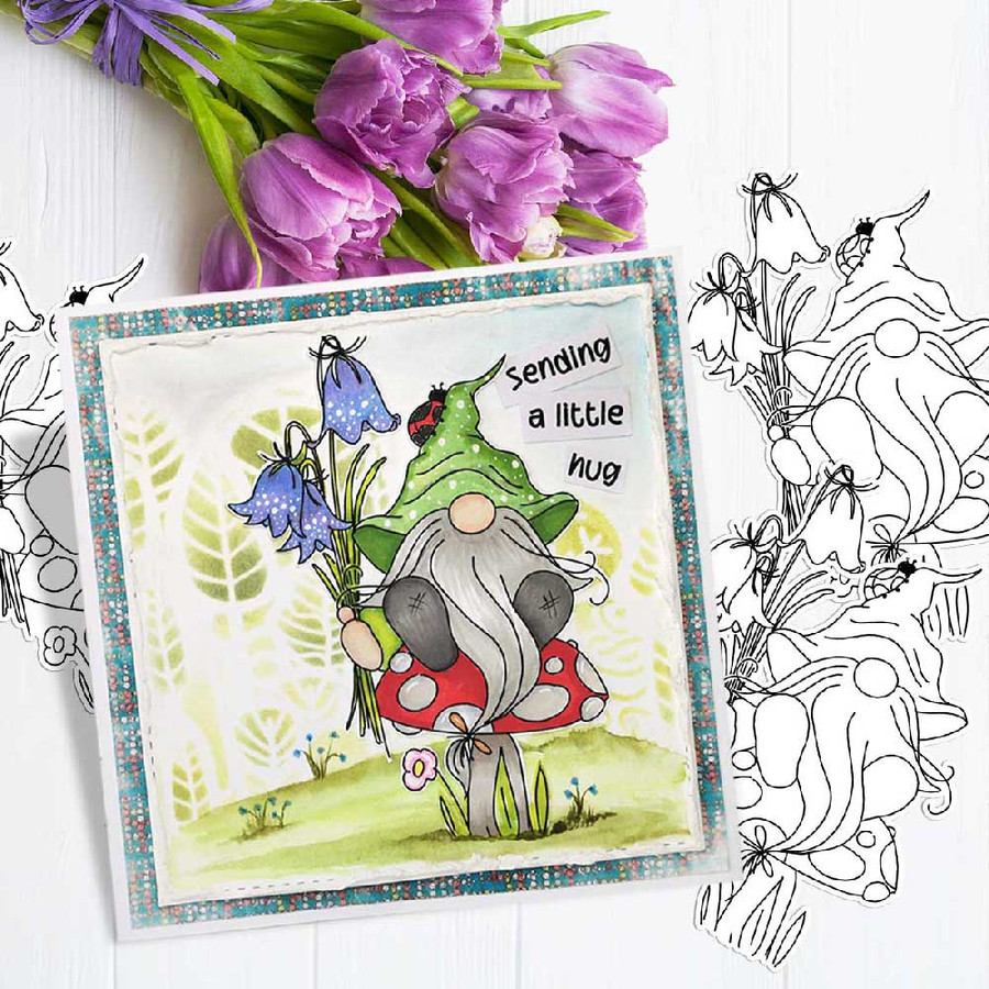 Gnome-tastic collection -  10 deep skintone PRECOLOURED digital stamp printable download with free SVG /DXF file included