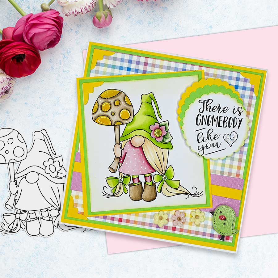 Gnome-tastic 10+10 - Digital Stamps & light skin PRECOLOURED printable downloads with free SVG /DXF files