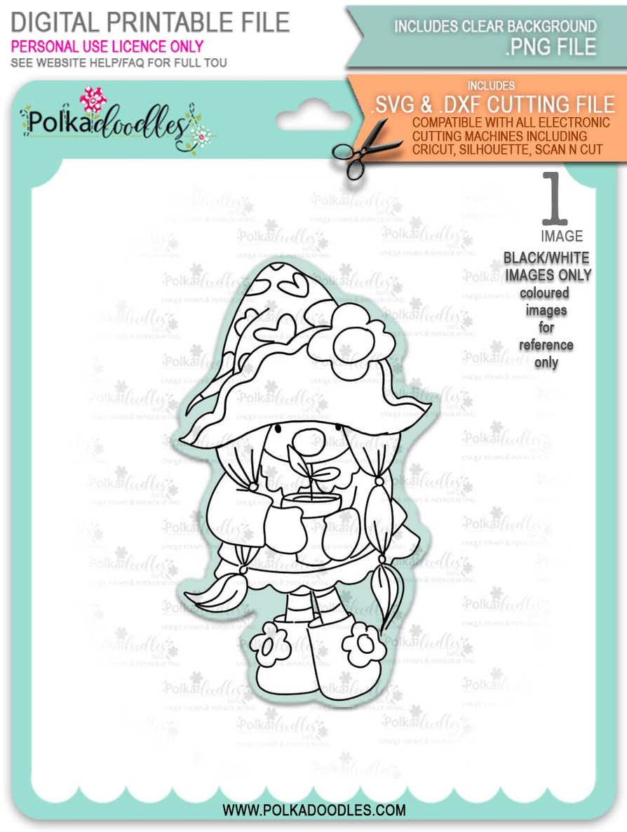 Gnome with Potted Plant - printable downloads with free SVG /DXF files