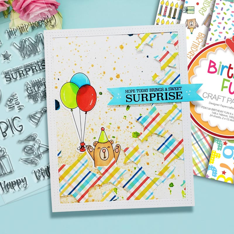 BIG BIRTHDAY SURPRISE 4 x 6" Clear Stamp Set