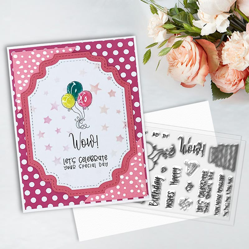 BIRTHDAY CELEBRATIONS 4 x 8" Clear Stamp Set (PD8137)