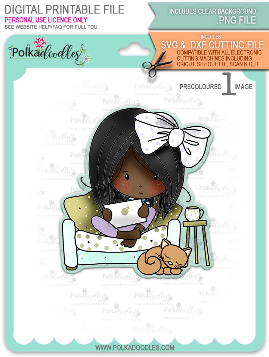 Working Hard -Winnie (precolored deep skintones)- printable downloads with free SVG /DXF files