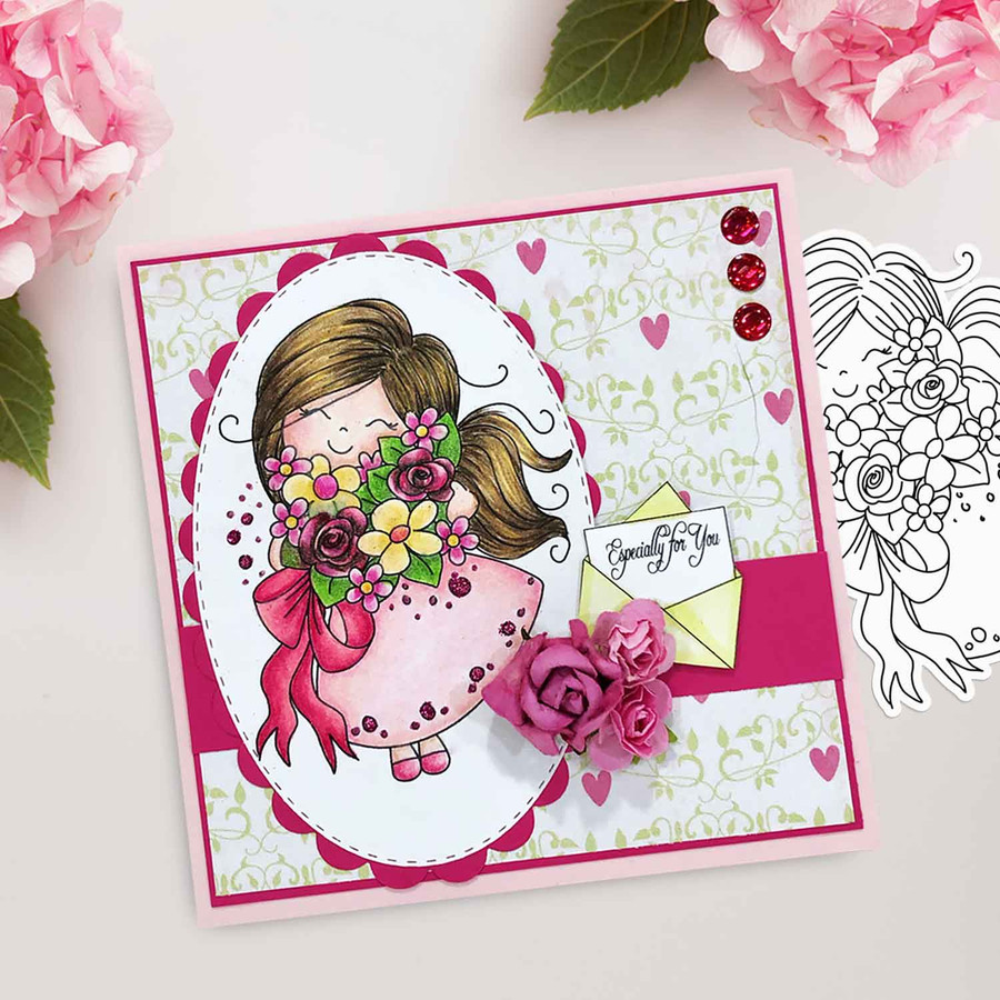 Blossoming -Winnie (precolored deep skintones)- printable downloads with free SVG /DXF files