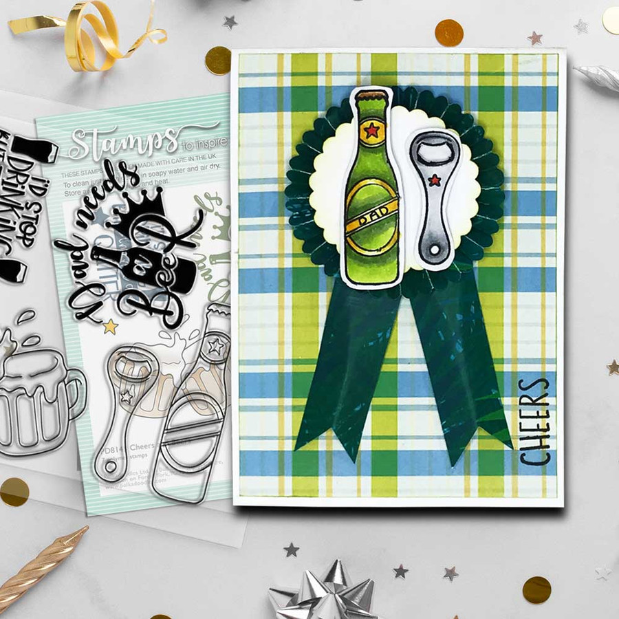 Cheers and Beers mens card idea 4 x 4" Stamp set