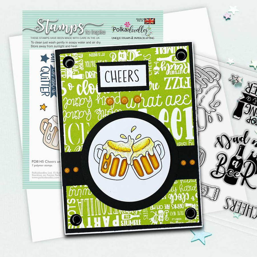 Cheers and Beers mens card idea 4 x 4" Stamp set