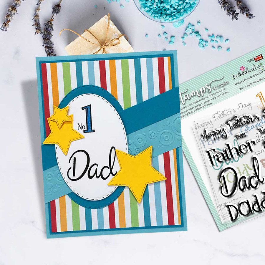 Greatest Guy card idea - men's themed 4 x 4" Stamp set