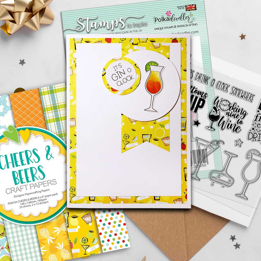 Bottoms Up - cocktail party celebration wine and prosecco theme 4 x 4" Stamp set