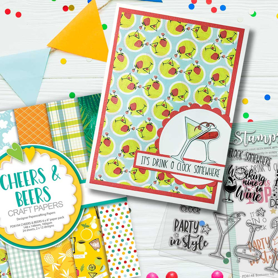 Bottoms Up - cocktail party celebration wine and prosecco theme card idea