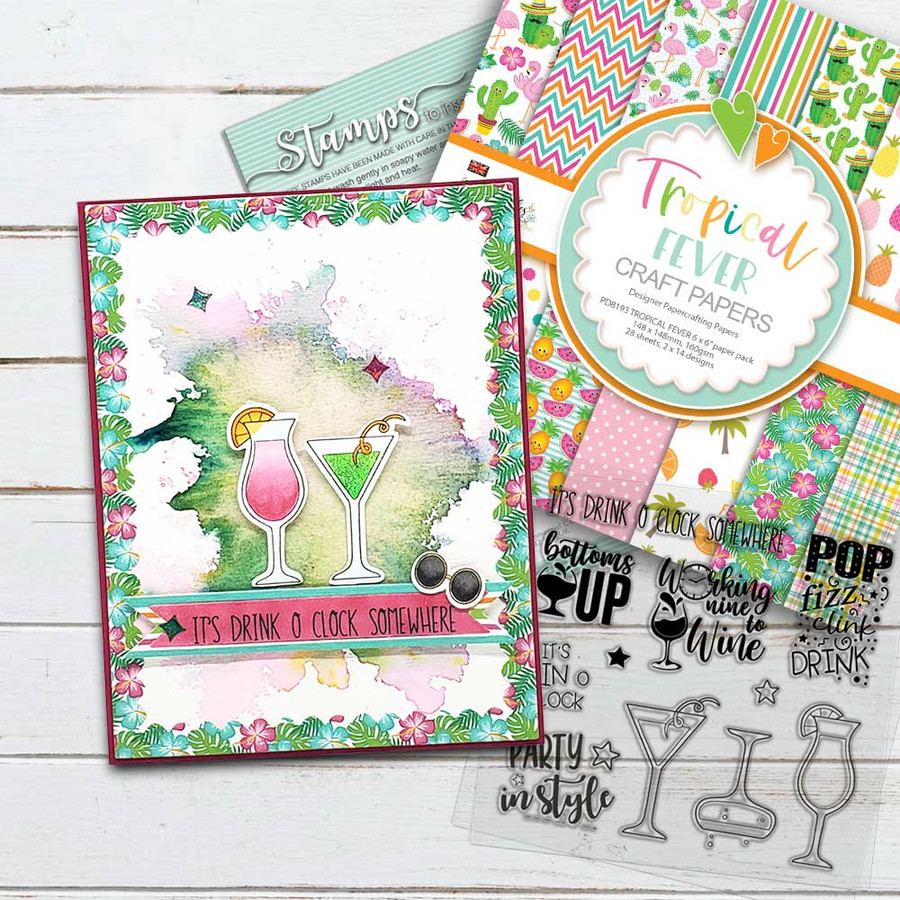 Bottoms Up - cocktail party celebration wine and prosecco theme card idea