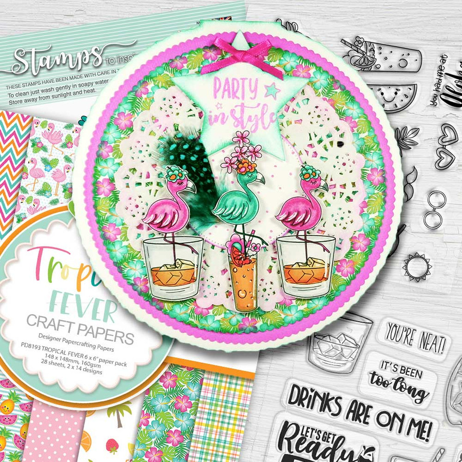 Tropical Fever - holiday/vacation party themed card ideas using paper pack