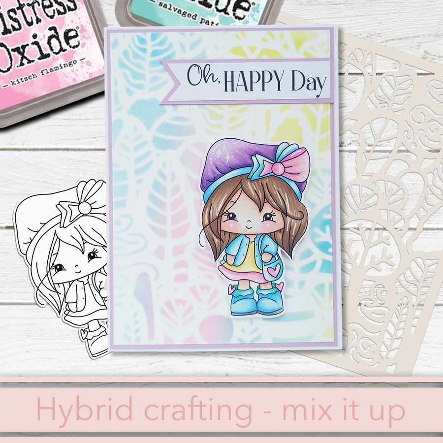 Out and About - Honeypie (precolored deep skintones)- printable downloads with free SVG /DXF files