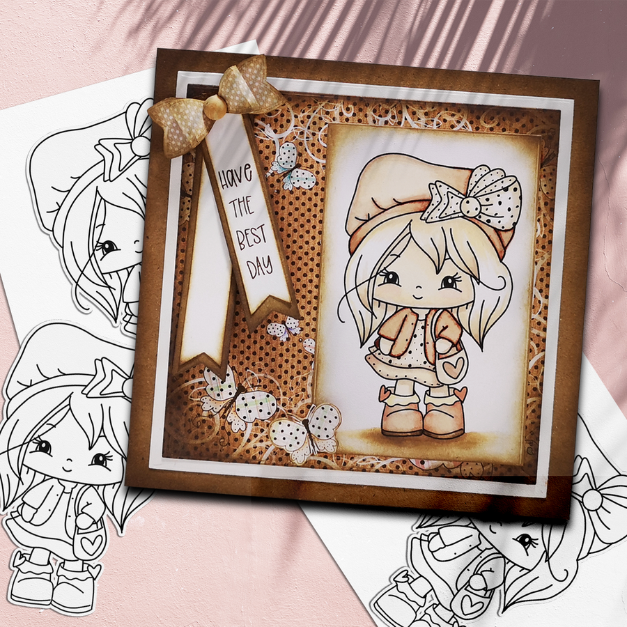 Out and About - Honeypie (precolored light skintones)- printable downloads with free SVG /DXF files