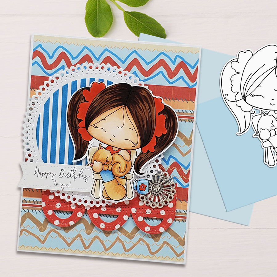 Cat Naps - Honeypie (precolored light skintones)- printable downloads with free SVG /DXF files