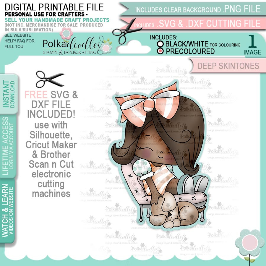 Doggy Tails - Honeypie (precolored deep skintones)- printable downloads with free SVG /DXF files