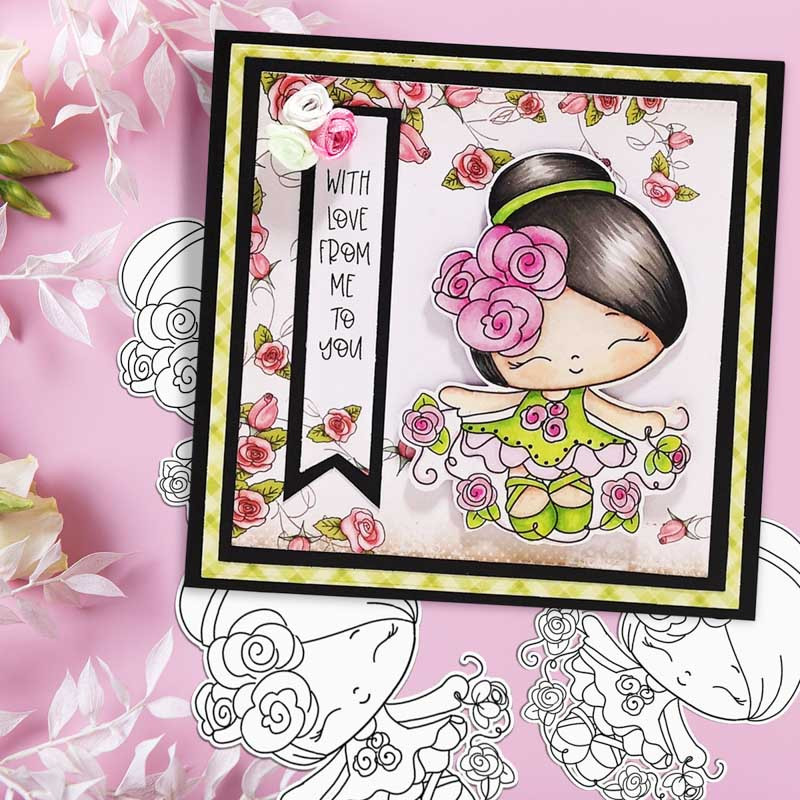 Dancing Queen - Honeypie (black & white digi stamp)- printable downloads with free SVG /DXF files