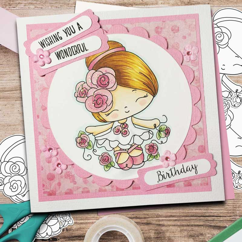 Dancing Queen - Honeypie (black & white digi stamp)- printable downloads with free SVG /DXF files