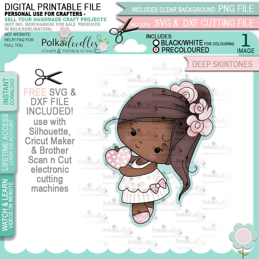 Love Heart - Honeypie (precolored deep skintones)- printable downloads with free SVG /DXF files