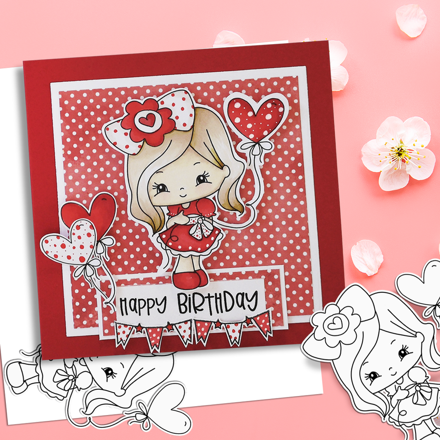 Sweet Heart Balloons - Honeypie (precolored deep skintones)- printable downloads with free SVG /DXF files