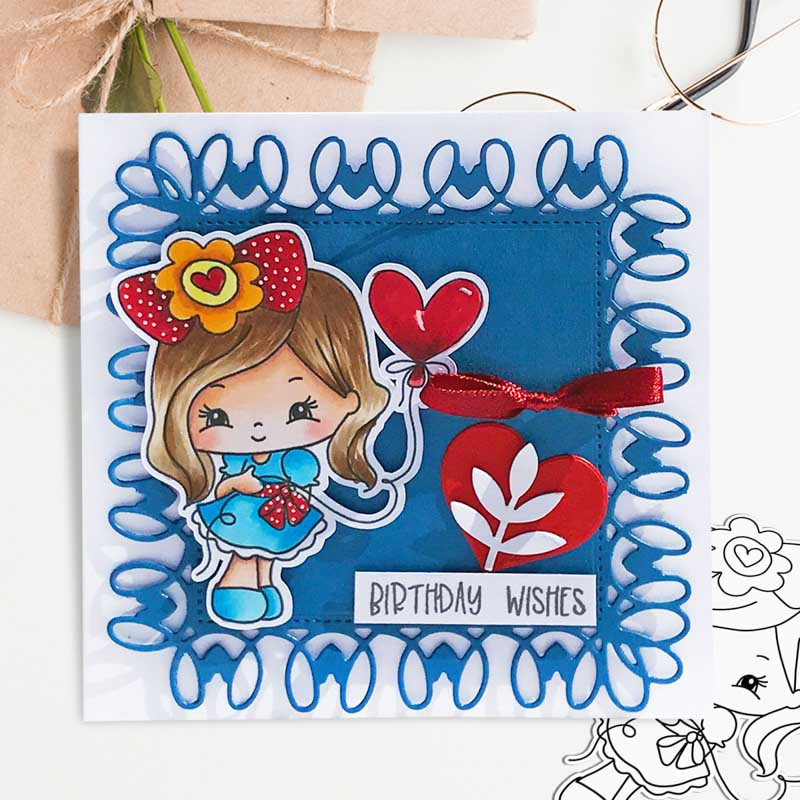 Sweet Heart Balloons - Honeypie (black & white digi stamp)- printable downloads with free SVG /DXF files