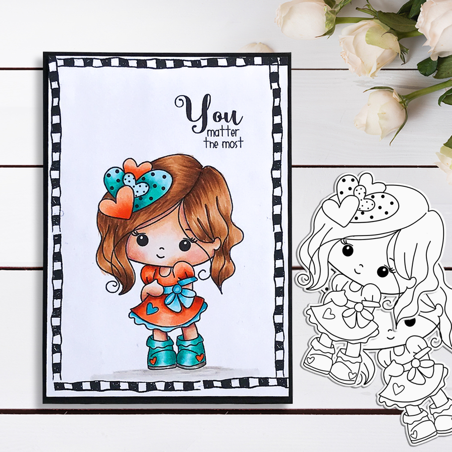 Just Lovely - Honeypie (precolored deep skintones)- printable downloads with free SVG /DXF files