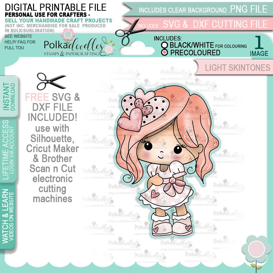 SweetestThing - Honeypie (precolored light skintones)- printable downloads with free SVG /DXF files