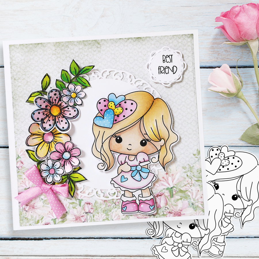 Just Lovely - Honeypie (precolored light skintones)- printable downloads with free SVG /DXF files
