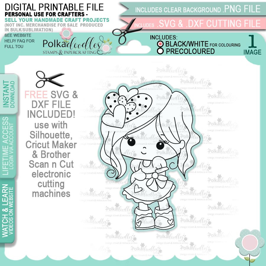 Just Lovely - Honeypie (black & white digi stamp)- printable downloads with free SVG /DXF files