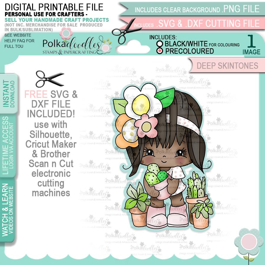 Stick with Me - Honeypie (precolored deep skintones)- printable downloads with free SVG /DXF files