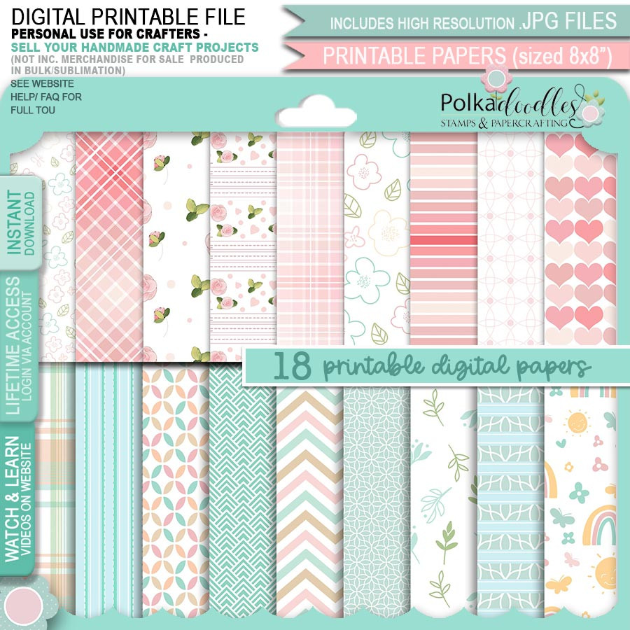 Just Lovely - Honeypie... 18 printable paper download bundle