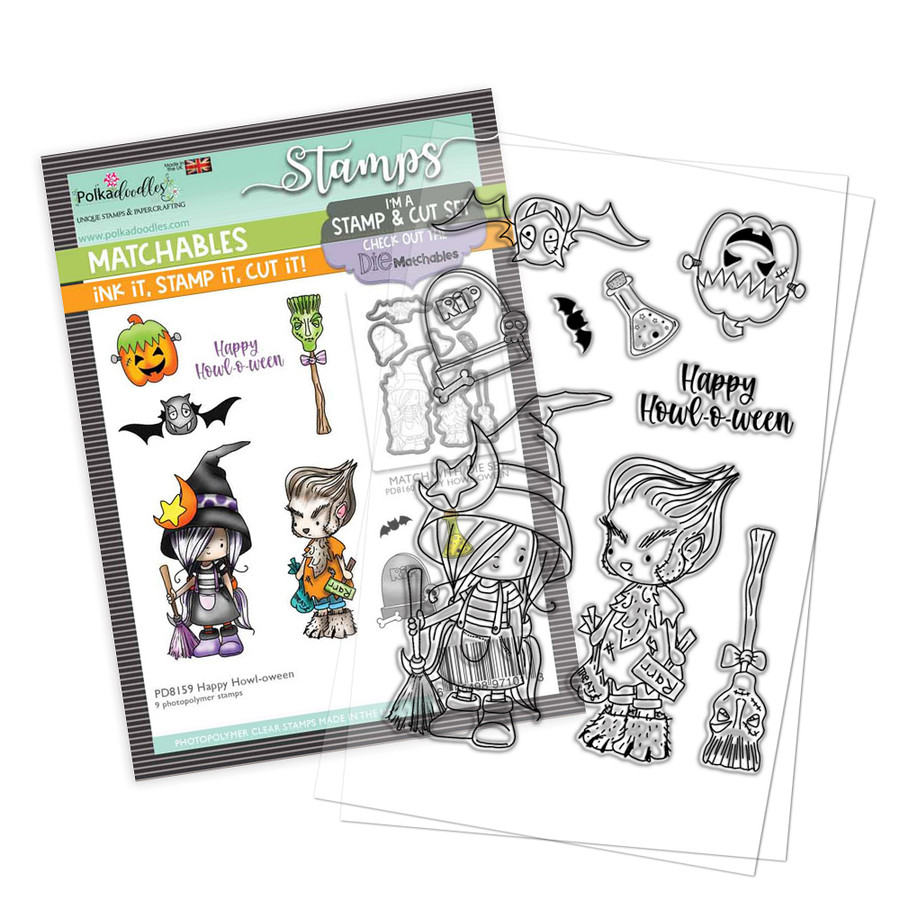 Happy Howl-o-ween 4 x 6" Stamp set - Matchables