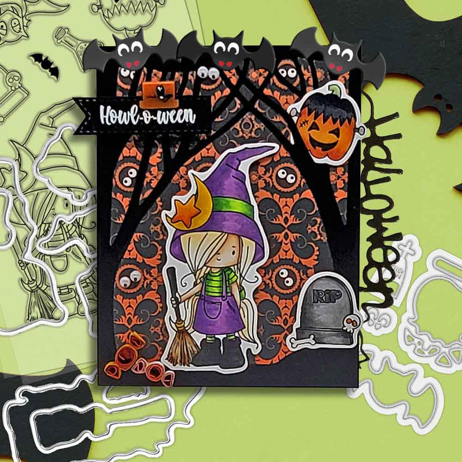 Happy Howl-o-ween 4 x 6" Stamp set - Matchables