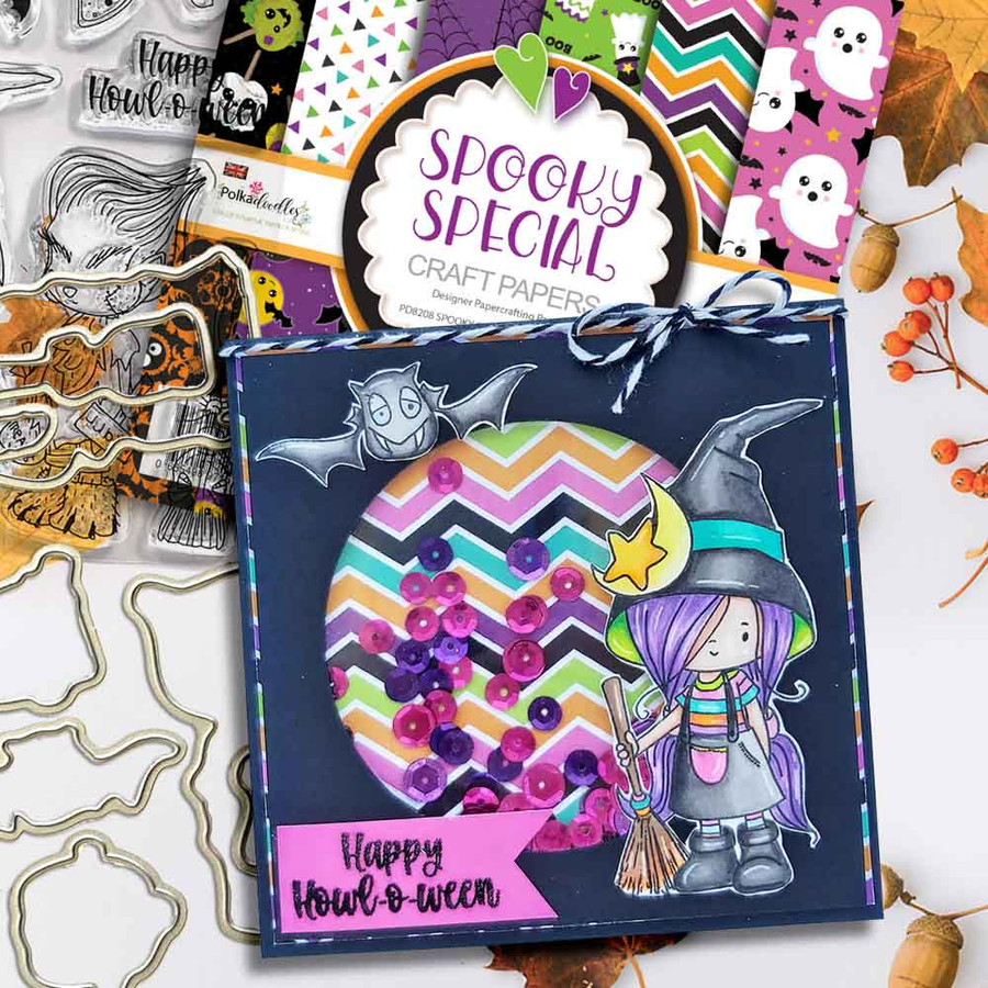 Happy Howl-o-ween 4 x 6"/A6 Stamp set - Matchables clear Halloween spooky stamps for card making, crafts, scrapbooking