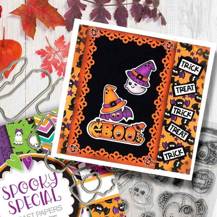 Scary Boo 4 x 6"/A6 clear photopolymer Stamp set - Matchables. Clear stamps for card making, crafts, scrapbooking