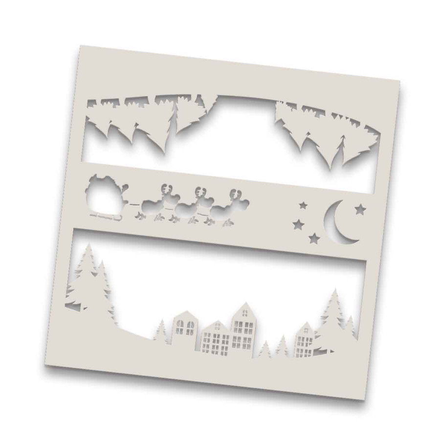 Scenic Christmas stencil 6 x 6"