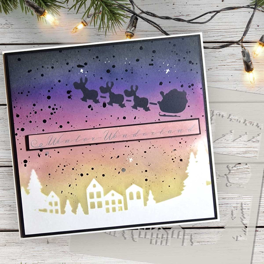Scenic Christmas stencil 6 x 6"