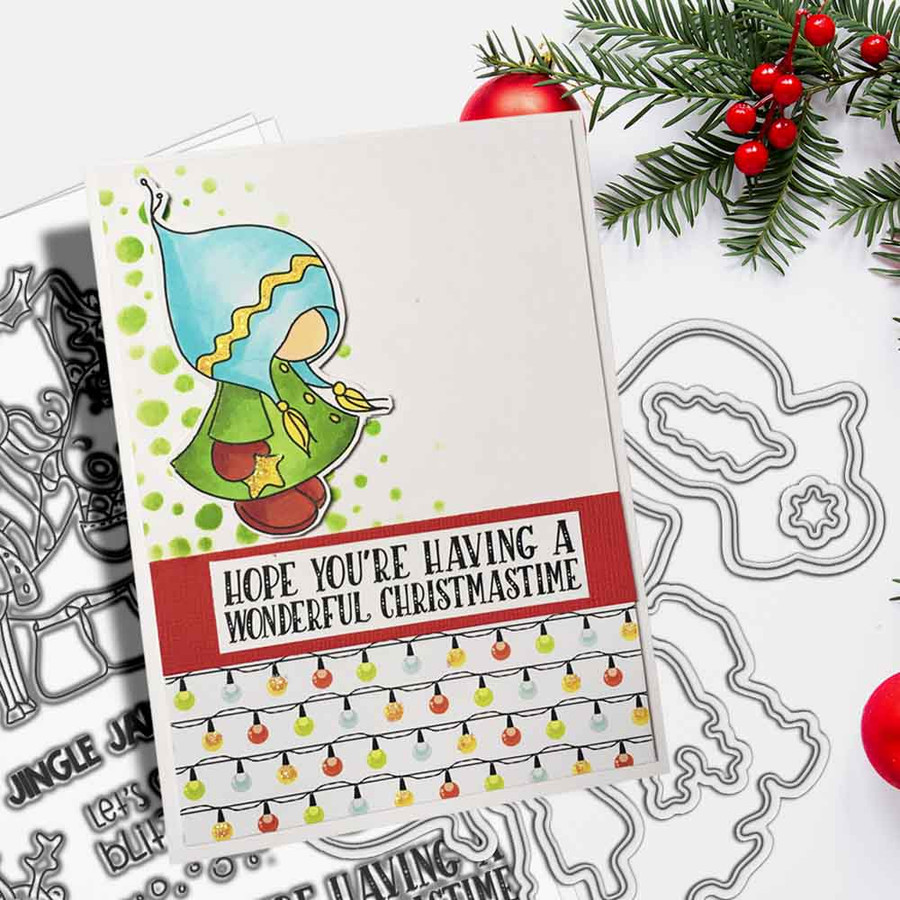 Gnome Lets Get Blitzen 4 x 6" Matchables Stamp set