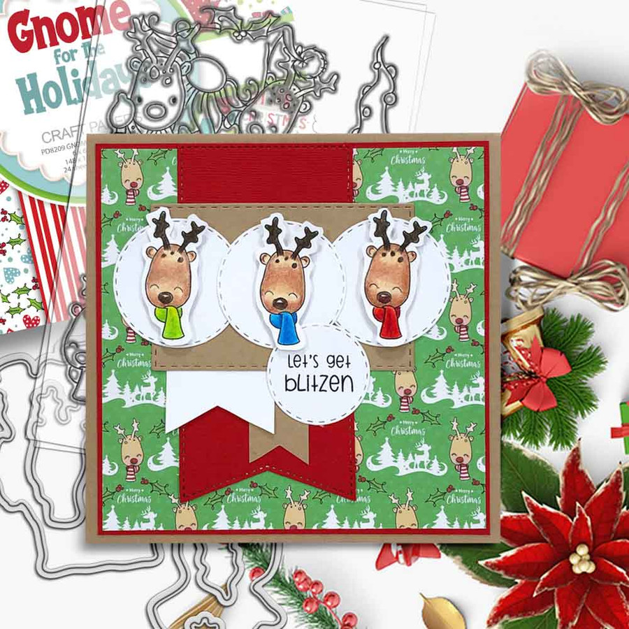 Gnome Lets Get Blitzen 4 x 6" Matchables Stamp set